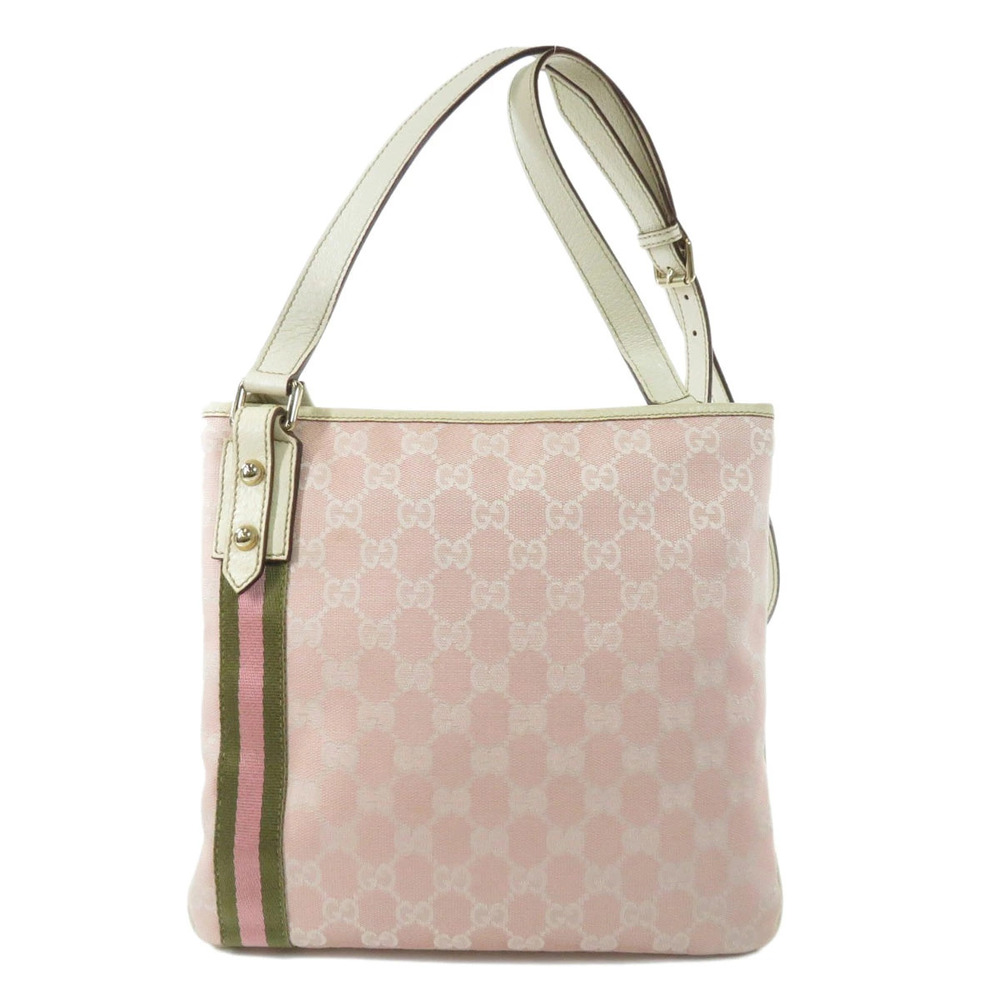 Gucci web pink canvas GG tote shoulder Bag